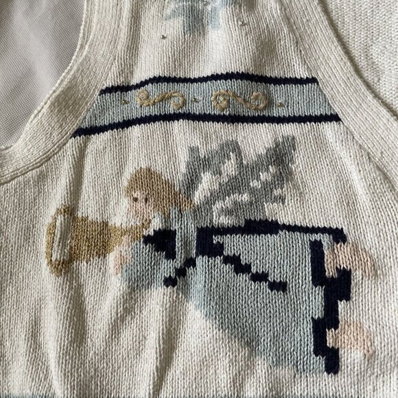 Vintage The Villager Holiday Knit Vest With Festive Christmas Design Buttons Wom - Picture 10 of 14